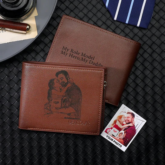 Gift for Dad Personalized Photo Engraved Wallet Gift for Men Gifts