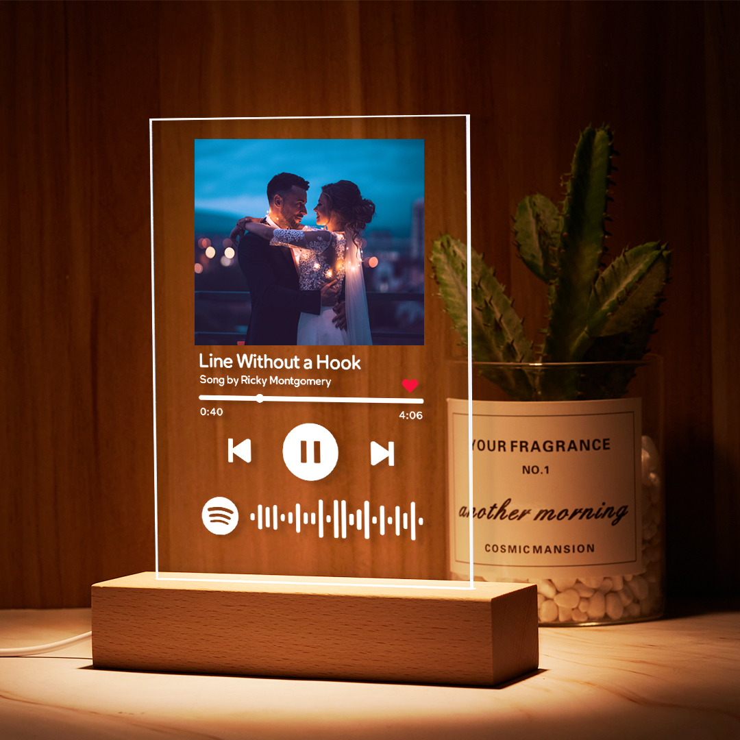 Light Up Spotify Plaque Custom Spotify Glass Night Light Plaque Personalized Photo Decorations Best Gift for Love
