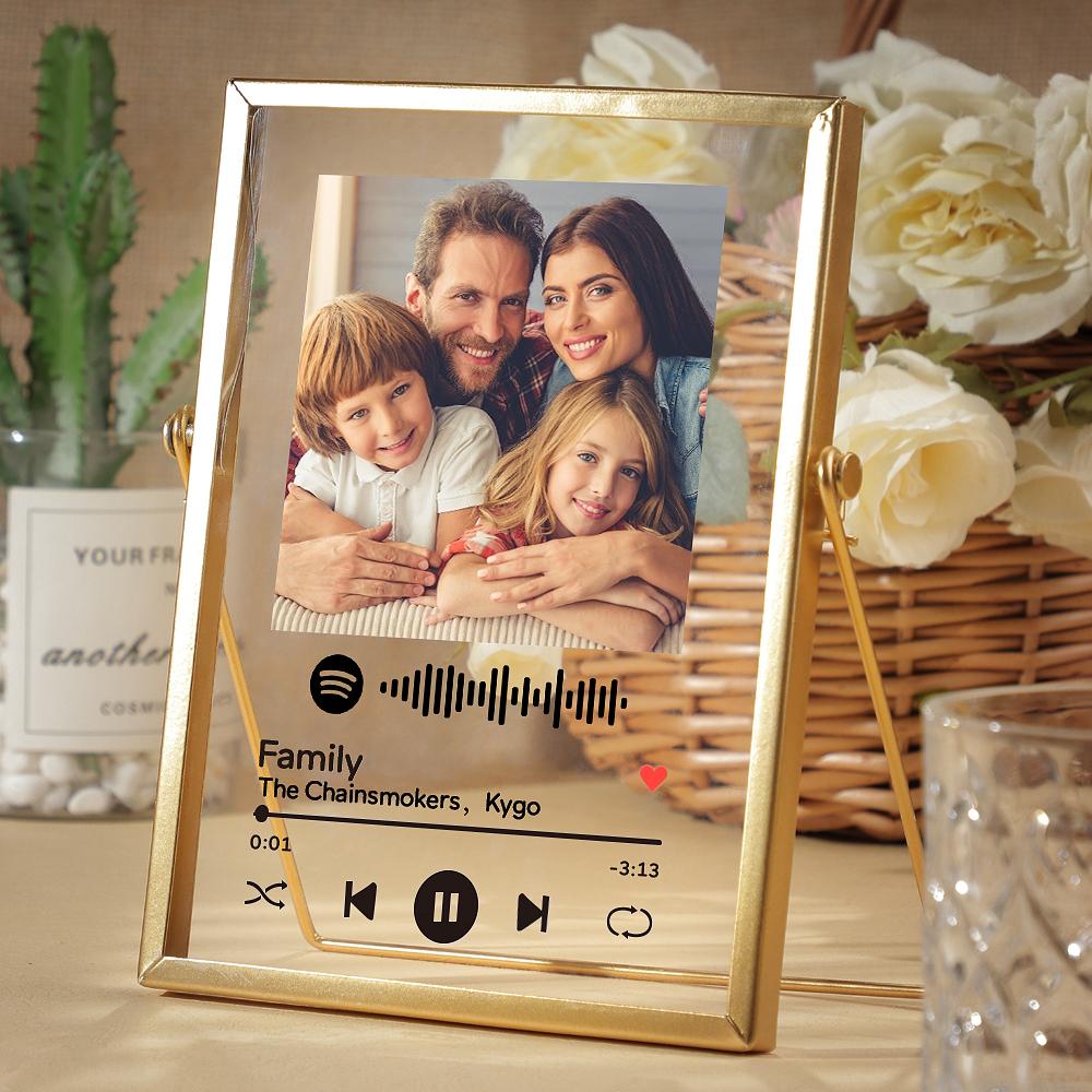 Photo Frame Custom Spotify Music Plaque Spotify Glass Art with Golden Frame Luxury Home Decoration