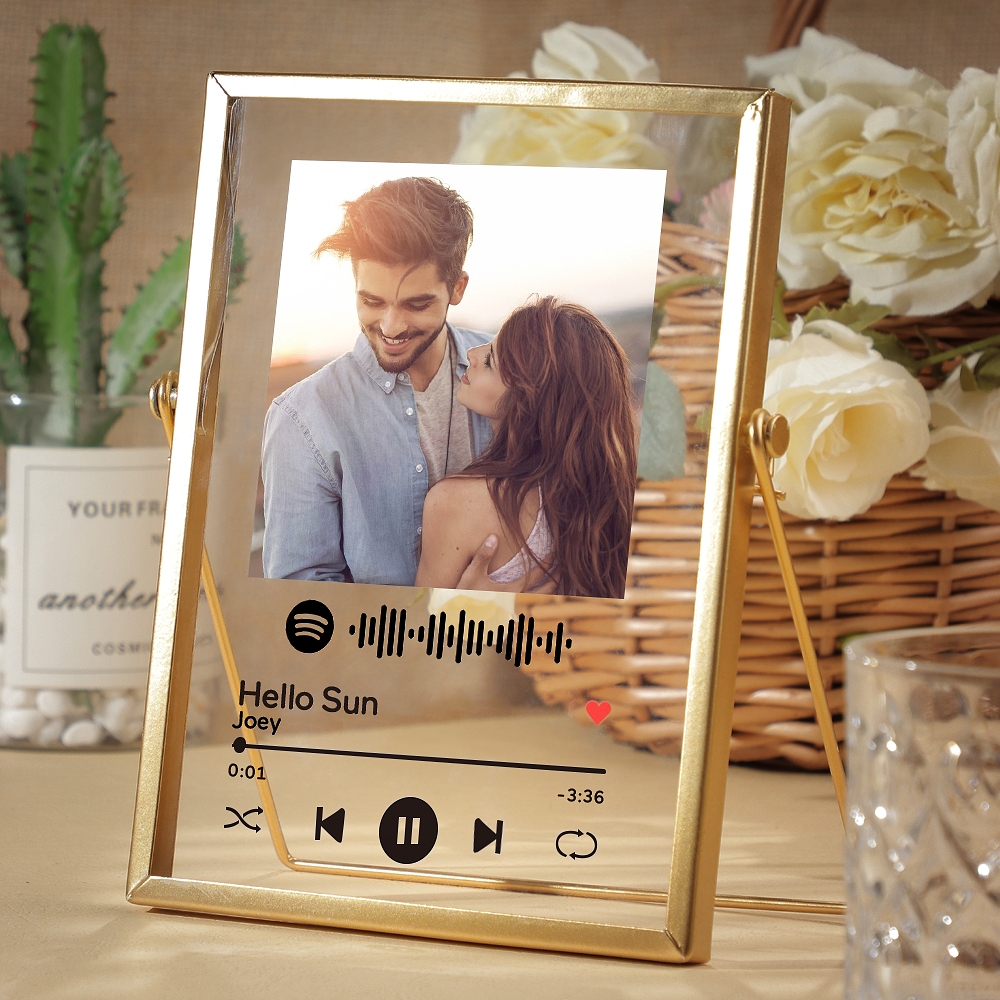 Spotify Frame Custom Spotify Code Music Plaque Spotify Plaque with Golden Frame Luxury Home Decoration